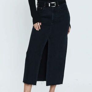 New with tags! Pistola Alice Black Raw Hem Midi Skirt. Size 29